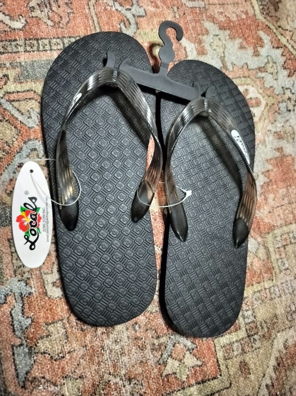 New With Tags NWT Locals Black Flip Flops Hawaiian Surf Shop Made Size 8
